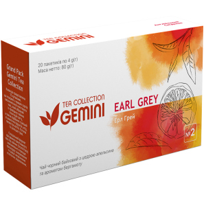 Чай черный пакетированный Gemini Tea Collection Grand Pack Эрл Грей 4 г х 20 пакетиков (4820156430850) в Житомире