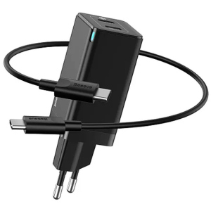 СЗУ 2Type-C Baseus GaN2 Quick Charger 45W + Type-C to Type-C Cable (CCGAN-M01) Black лучшая модель в Житомире