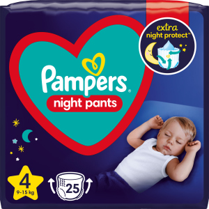 Підгузки-трусики нічні Pampers Night Pants Розмір 4 (9-15 кг) 25 шт (8006540234709) краща модель в Житомирі