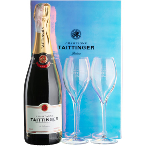 Шампанське Taittinger Brut Reserve біле брют 0.75 л 12.5% ​​у подарунковій упаковці + 2 келихи (3016570061287) в Житомирі