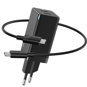 Сетевое зарядное устройство Baseus GaN2 Quick Charger 45W + кабель (CCGAN-M02) - Black надежный