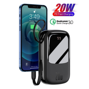 Павербанк Baseus Q Pow 20000 mAh 20W Quick Charge + кабель Lightning для iPhone/iPad/Samsung/Xiaomi/Huawei black лучшая модель в Житомире