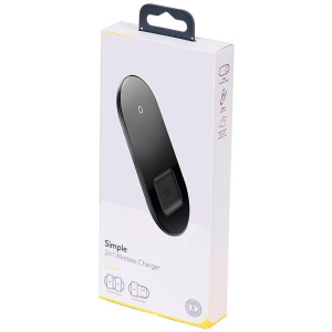 купити Бездротовий зарядний пристрій Baseus Simple 2in1 18W Max For Phone+Pods Black (1-00753_2)