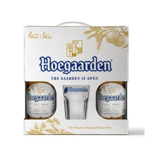 Подарункова упаковка пива HoeGaarden Witbier світле нефільтроване 4.7% 0.75 л + Склянка 0.3 л (5410228158431) в Житомирі