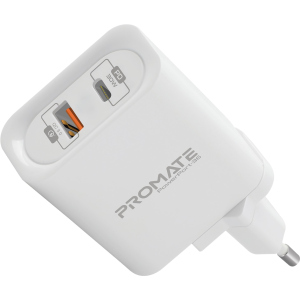 Зарядний пристрій Promate PowerPort-36 36 Вт Type-C PD + USB QC 3.0 White (powerport-36.white) в Житомирі