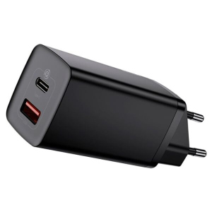 Сетевое зарядное устройство Baseus GaN2 Lite Quick Charger (USB + Type-C, 65W) CCGAN2L-B01 — Black ТОП в Житомире