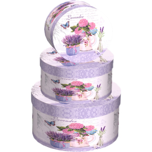 Набір подарункових коробок Ufo Lavender картонних 3 шт Фіолетових (2247-SY342 Набір 3 шт LAVENDER к)