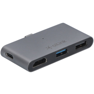 USB-хаб адаптер Ailink Aluminium USB-C 4K HDMI mini jack 3.5 мм Hub 5 в 1 Space Grey (AI-S8Pro_sg) в Житомире