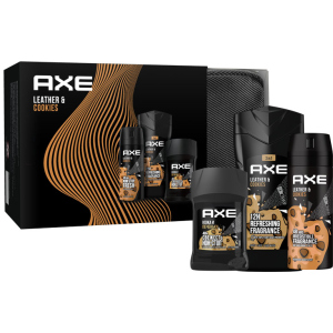 Подарочный набор AXE Leather and Cookies Гель для душа 250 мл + Аэрозоль 150 мл + Дезодорант-карандаш 50 мл + Косметичка (8720182991218) лучшая модель в Житомире