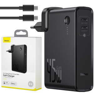 Сетевое ЗУ + внешний аккумулятор Baseus GaN Charger 2in1 Quick Charger & Power Bank, Black (PPNLD-F01) надежный