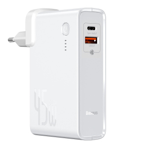 купить Портативный аккумулятор + ЗУ Baseus GaN Charger 2 in 1 Quick Charge Power bank & Charger C+U 10000mAh 45W White (PPNLD-C02)