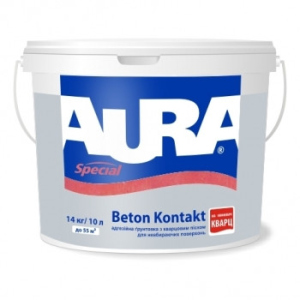 купить Грунтовка адгезионная Aura Beton Kontakt Розовый 10 л - с кварцевым песком для невпитывающих поверхностей