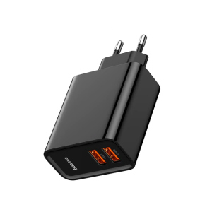 Зарядний Baseus Speed ​​Dual QC3.0 USB+USB 30W EU black краща модель в Житомирі