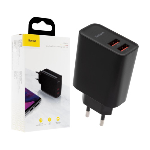 Зарядний пристрій Baseus Speed ​​Dual QC3.0 Quick charger (CCFS-E01), 30W, 2 USB, Black ТОП в Житомирі