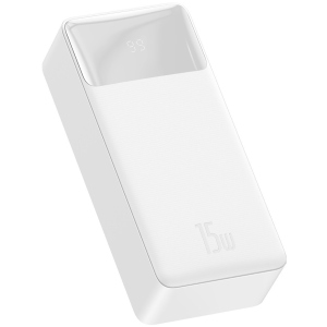 Повербанк BASEUS Bipow Digital Display Power Bank 30000mAh | 2USB/1Type-C, 3A/15W, QC | White краща модель в Житомирі