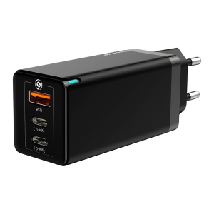 Зарядное устройство Baseus GaN2 Pro Quick Charger 65W USB-A/2xUSB-C Black (CCGAN2P-B01) лучшая модель в Житомире