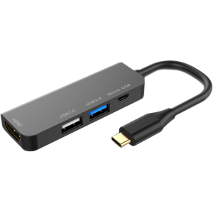 USB-хаб XoKo AC-400 Type-C to HDMI+USB 3.0+USB 2.0+Micro USB (XK-AC-400) в Житомире