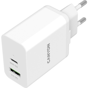 хороша модель Зарядний пристрій Canyon H-20-03 PD 20W QC 3.0 18W USB-A USB-C White (CNE-CHA20W03)