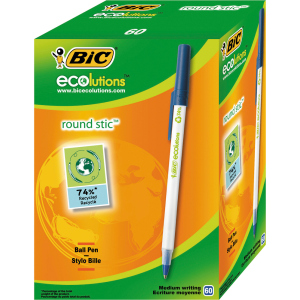 Набір кулькових ручок BIC Round Stic ECOlutions Синій 1 мм 60 шт (3086123256651) в Житомирі