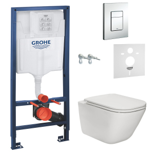 Інсталяція GROHE Rapid SL 38772001 із панеллю змиву Skate Cosmopolitan 38775001 + унітаз ROCA Gap Rimless A34H470000 із сидінням Slim Soft Close краща модель в Житомирі