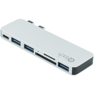 USB-хаб Qitech Aluminium Mini Type-C + Type-A + MicroSD + SD для Macbook Pro і Air Silver (QT-Hub4_sl) краща модель в Житомирі