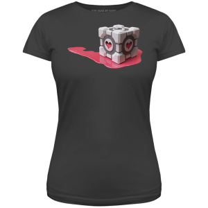 хорошая модель Футболка Valve Portal A Cube's Broken Heart Charcoal, Woman XL