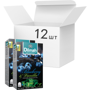 Упаковка чая черного пакетированного Dilmah Голубика и ваниль 12 шт по 20 пакетиков (19312631142065)