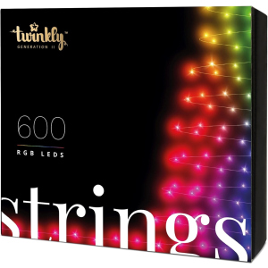 Світлодіодна Smart LED гірлянда Twinkly Strings RGB 600, BT+WiFi, Gen II, кабель IP44 чорний (TWS600STP-BEU) краща модель в Житомирі