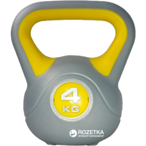 Kettel Bell LiveUp Plastic Kettel Bell 4 кг сірий/жовтий (LS2047-4) ТОП в Житомирі