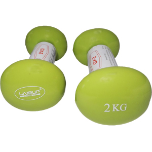 Гантелі LiveUp Vinyl Dumbbell EGG HEAD 2 кг пара Зелені (LS2001-2)