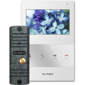 Комплект відеодомофону Slinex SQ-04 White + Виклична панель ML-16НR Grey Antiq (SQ-04(б)+ML-16НR(ант)) ТОП в Житомирі