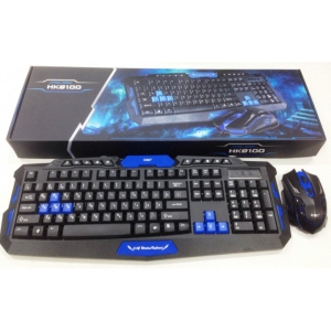 Комплект бездротової Bluetooth клавіатури з мишею Gaming HK-8100 Black&Blue краща модель в Житомирі