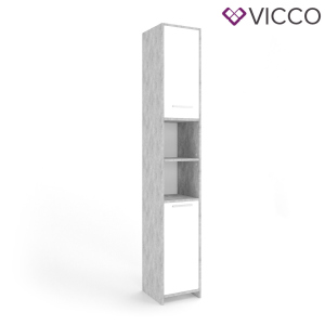 Шкаф пенал для ванной Vicco Kiko, 30x190, бетон лучшая модель в Житомире